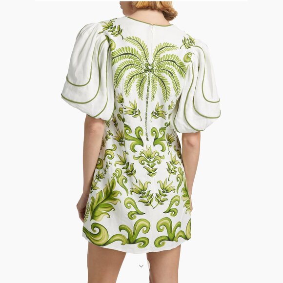 FARM Rio Green and White Mini Dress - Picture 4 of 15